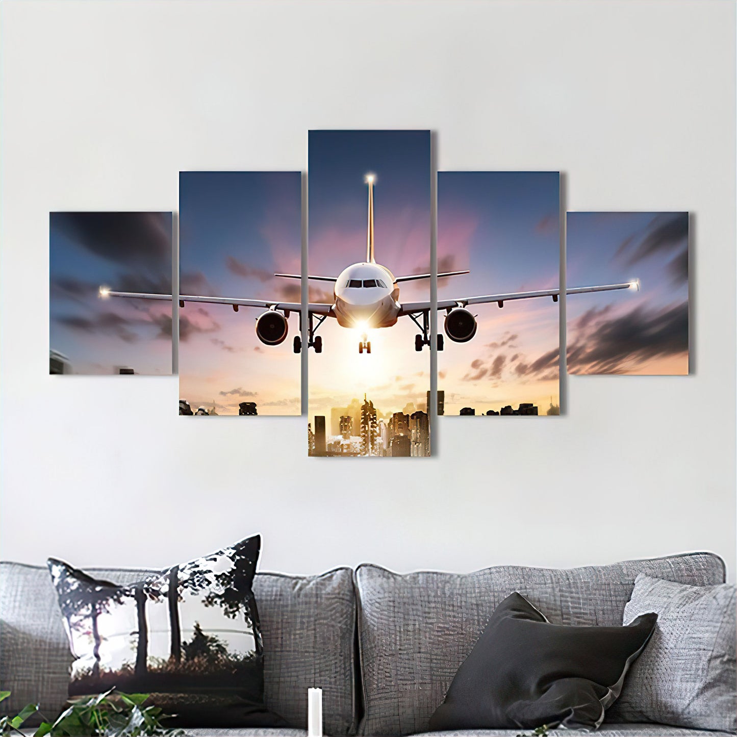 Airbus A320 Landing - 5 Panel Canvas Wall Art