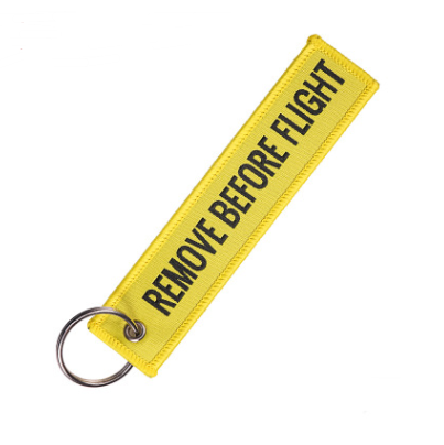 Remove Before Flight Embroidered Keychain