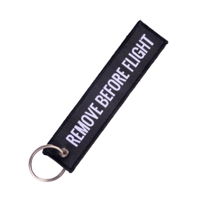 Remove Before Flight Embroidered Keychain