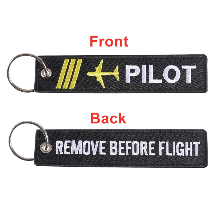 Double Sided Pilot Embroidered Keychain