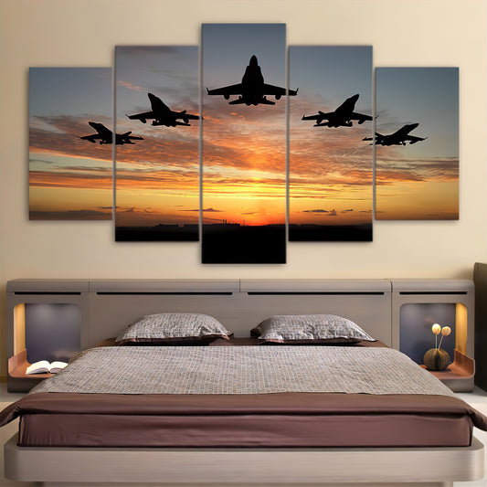 Wings of Valor - 5 Panel Canvas Wall Art