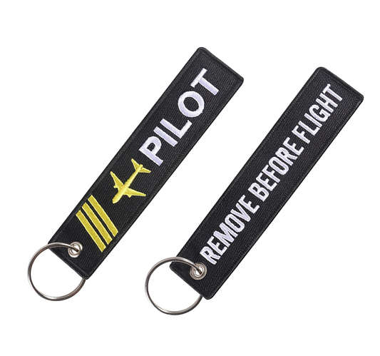 Double Sided Pilot Embroidered Keychain