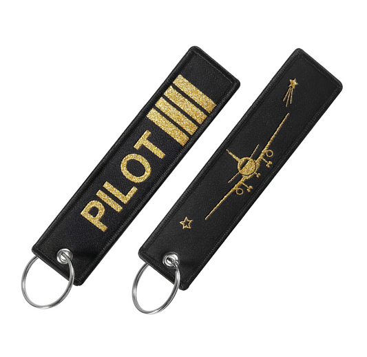 Pilot & Plane Embroidered Keychain