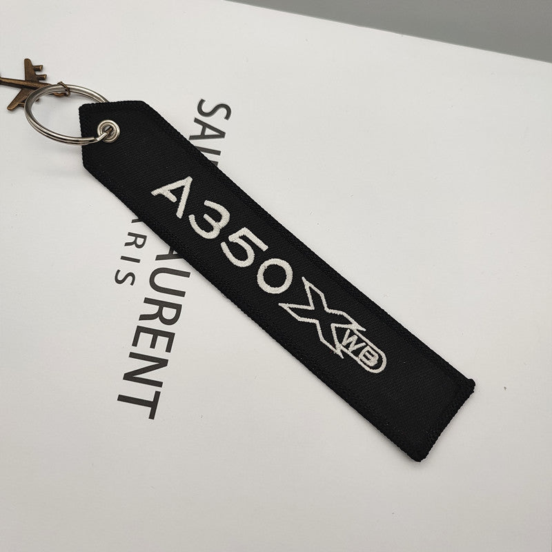 Airbus A350 Embroidered Keychain